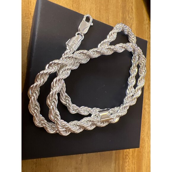 925 Sterling Silver Clasp Italy Rope Necklace Men's 16" Twisted Chain 2.5MM NEW - Picture 4 of 10